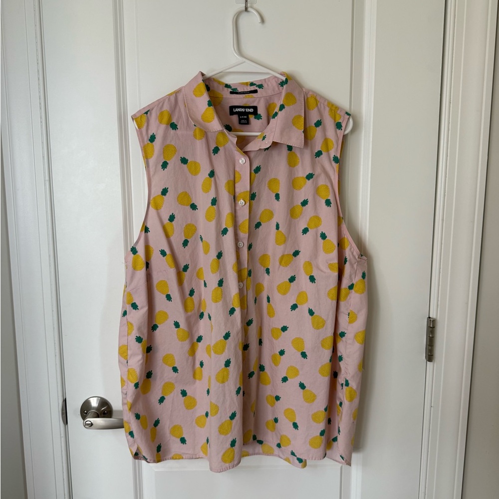 Lands End Pineapple Sleeveless Blouse - Picture 2 of 4